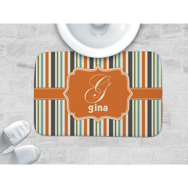 Orange & Blue Stripes Memory Foam Bath Mat - LIFESTYLE 34x21