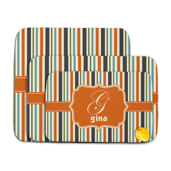 Orange & Blue Stripes Memory Foam Bath Mat - MAIN PARENT