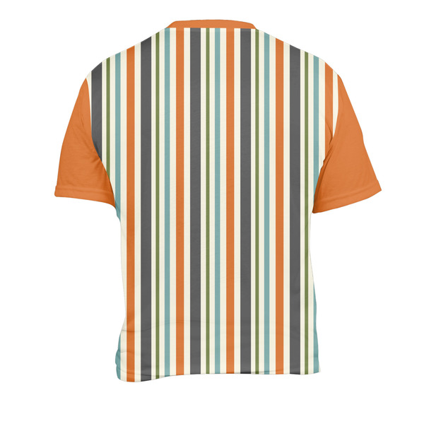 Orange & Blue Stripes Men's Crew Neck T Shirt Medium - Back