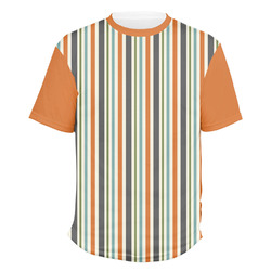 Orange & Blue Stripes Men's Crew T-Shirt - Large (Personalized)