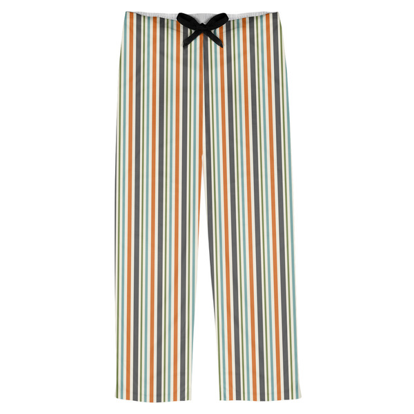 Custom Orange & Blue Stripes Mens Pajama Pants - M