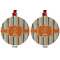 Orange & Blue Stripes Metal Ball Ornament - Front and Back