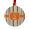 Orange & Blue Stripes Metal Ball Ornament - Double Sided w/ Name and Initial