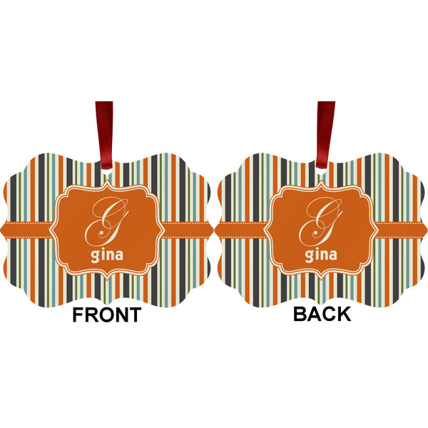 Orange & Blue Stripes Metal Benilux Ornament - Front and Back (APPROVAL)