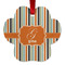 Orange & Blue Stripes Metal Paw Ornament - Double Sided w/ Name and Initial