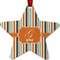 Orange & Blue Stripes Metal Star Ornament - Front
