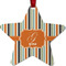 Orange & Blue Stripes Metal Star Ornament - Double Sided w/ Name and Initial