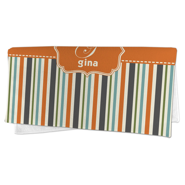 Orange & Blue Stripes Microfiber Dish Rag - FOLDED (half)