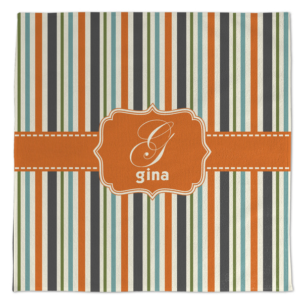 Custom Orange & Blue Stripes Microfiber Dish Towel (Personalized)