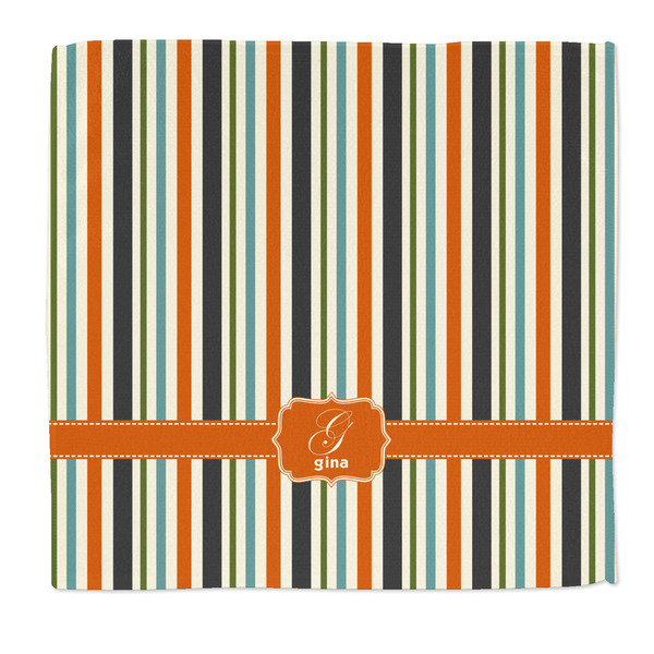 Custom Orange & Blue Stripes Microfiber Dish Rag (Personalized)