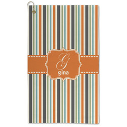Orange & Blue Stripes Microfiber Golf Towel - Large (Personalized)