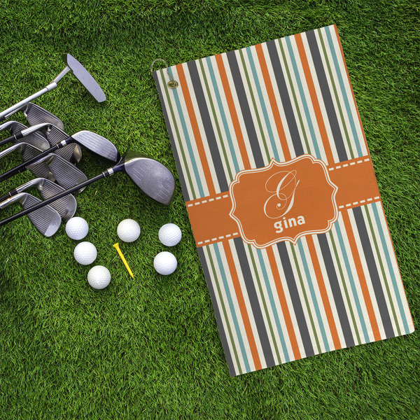 Orange & Blue Stripes Microfiber Golf Towels - LIFESTYLE