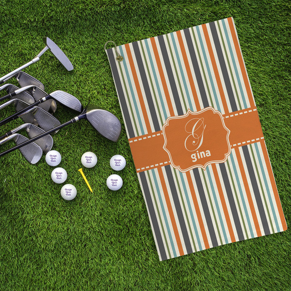 Orange & Blue Stripes Microfiber Golf Towels - LIFESTYLE