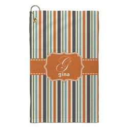 Orange & Blue Stripes Microfiber Golf Towel - Small (Personalized)