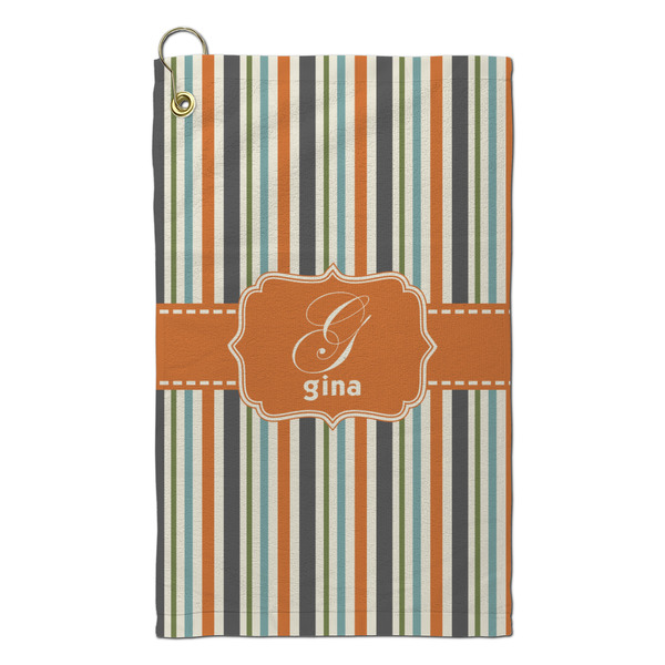 Custom Orange & Blue Stripes Microfiber Golf Towel - Small (Personalized)