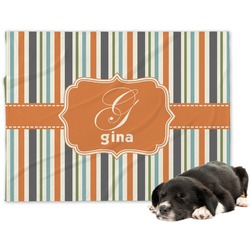 Orange & Blue Stripes Dog Blanket - Large (Personalized)