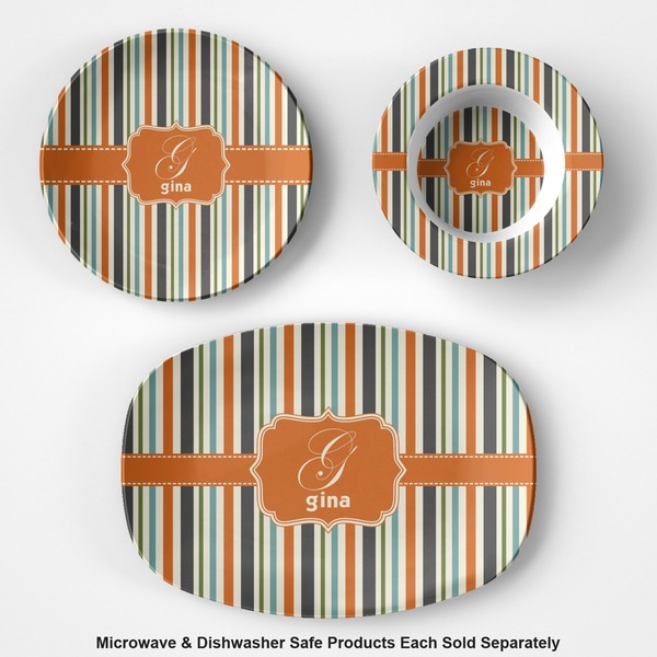 Orange & Blue Stripes Microwave & Dishwasher Safe CP Plastic Dishware - Group
