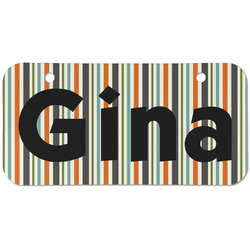 Orange & Blue Stripes Mini/Bicycle License Plate (2 Holes) (Personalized)