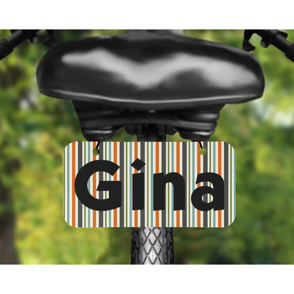 Orange & Blue Stripes Mini License Plate on Bicycle - LIFESTYLE Two holes