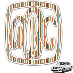 Orange & Blue Stripes Monogram Car Decal (Personalized)