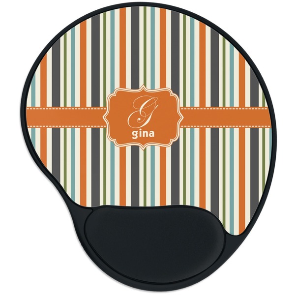 Custom Orange & Blue Stripes Mouse Pad with Wrist Support