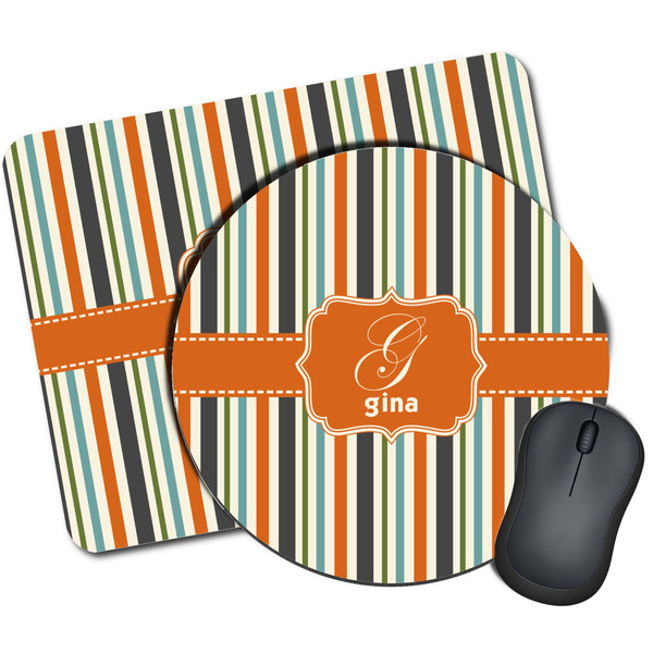 Custom Orange & Blue Stripes Mouse Pad (Personalized)