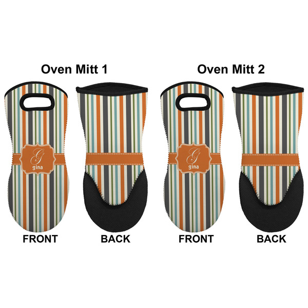 Orange & Blue Stripes Neoprene Oven Mitt - Set of 2 - Approval