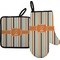Orange & Blue Stripes Oven Mitt & Pot Holder Set w/ Name and Initial