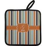 Orange & Blue Stripes Pot Holder w/ Name and Initial