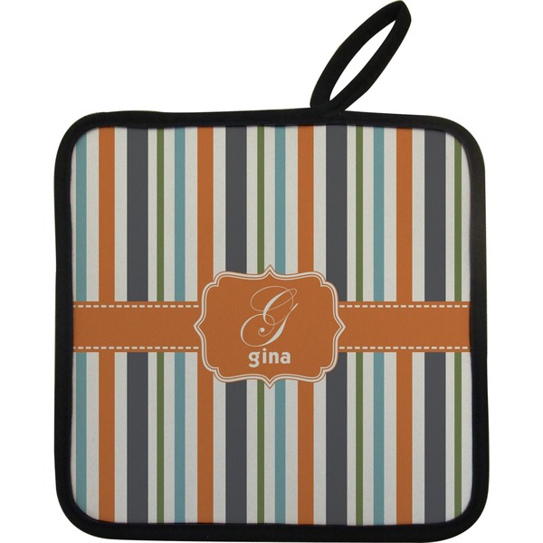 Orange & Blue Stripes Neoprene Pot Holder