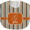 Orange & Blue Stripes Velour Baby Bib w/ Name and Initial