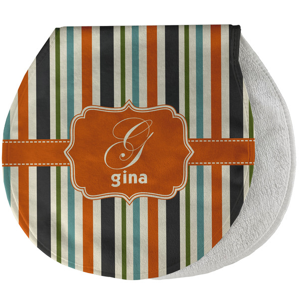 Orange & Blue Stripes New Baby Burp Folded