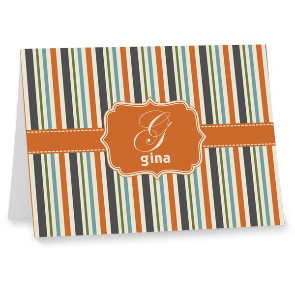 Custom Orange & Blue Stripes Note cards (Personalized)