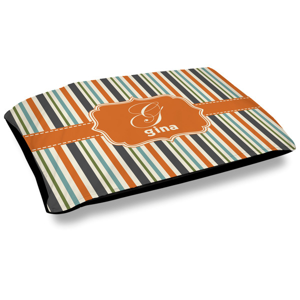 Custom Orange & Blue Stripes Dog Bed w/ Name and Initial