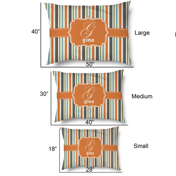 Orange & Blue Stripes Outdoor Dog Beds - SIZE CHART