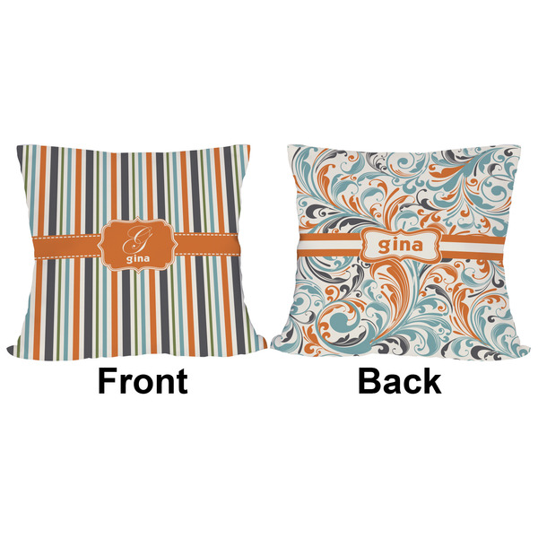 Orange & Blue Stripes Outdoor Pillow - 16x16