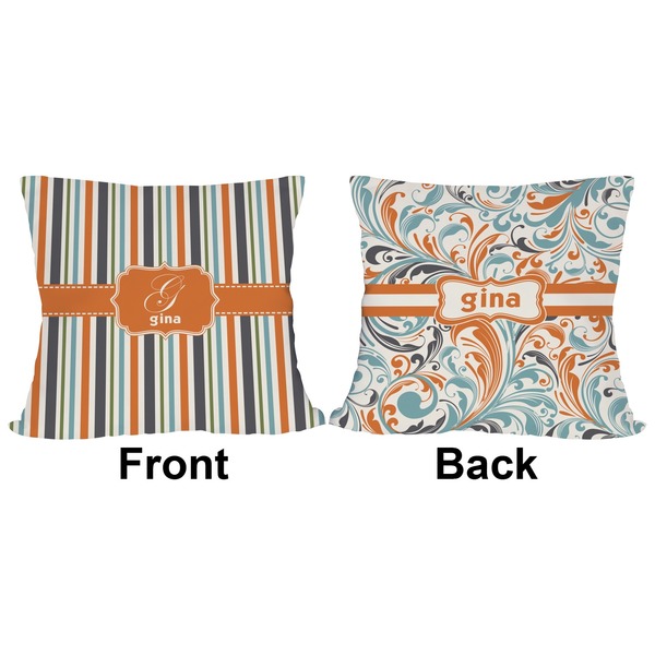 Orange & Blue Stripes Outdoor Pillow - 18x18