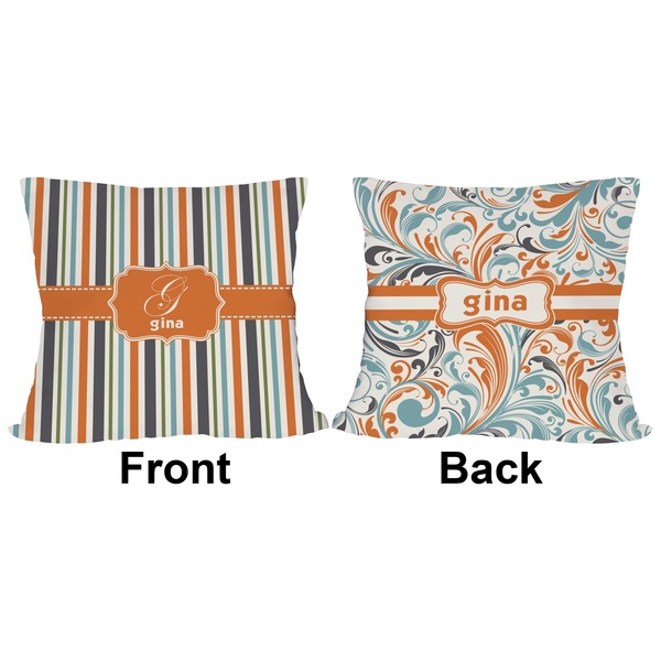 Orange & Blue Stripes Outdoor Pillow - 20x20