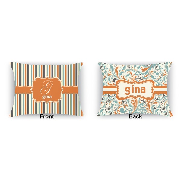 Orange & Blue Stripes  Outdoor Rectangular Throw Pillow (Front and Back)