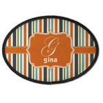 Orange & Blue Stripes Iron On Oval Patch w/ Name and Initial