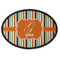 Orange & Blue Stripes Iron On Oval Patch w/ Name and Initial