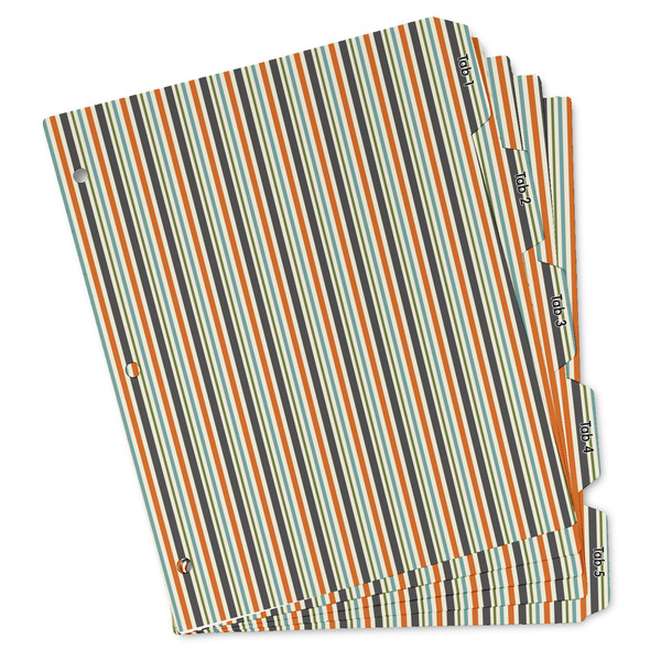 Custom Orange & Blue Stripes Binder Tab Divider - Set of 5 (Personalized)