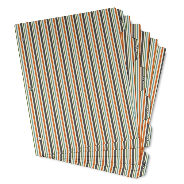 Custom Orange & Blue Stripes Binder Tab Divider - Set of 6 (Personalized)
