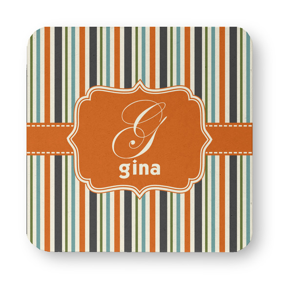 Orange & Blue Stripes Paper Coasters - Approval
