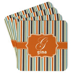 Orange & Blue Stripes Paper Coasters (Personalized)
