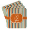 Orange & Blue Stripes Paper Coasters w/ Name and Initial