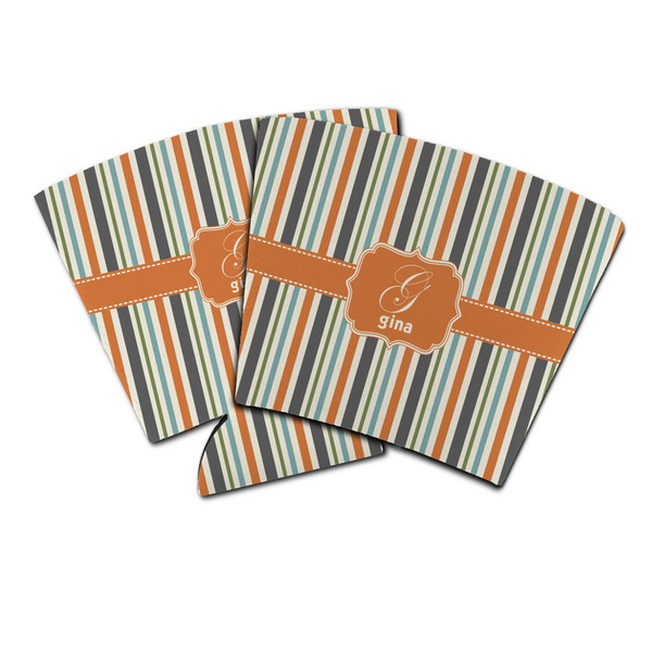 Custom Orange & Blue Stripes Party Cup Sleeve (Personalized)