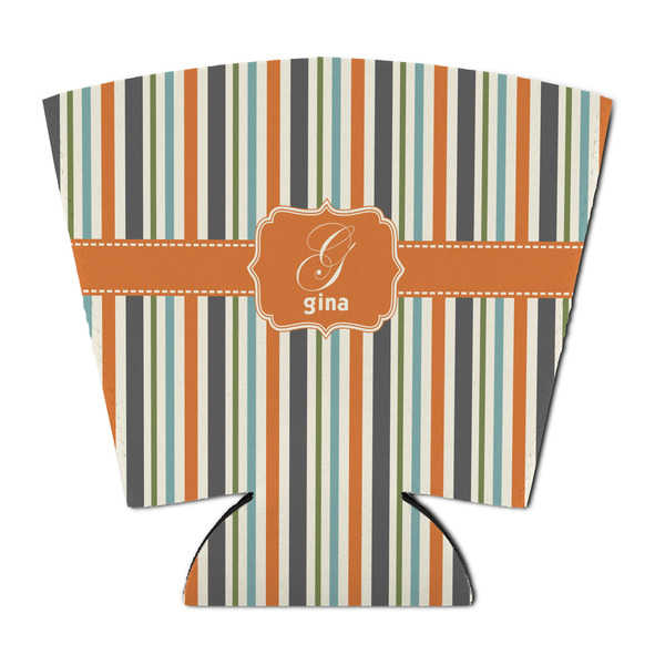 Custom Orange & Blue Stripes Party Cup Sleeve - with Bottom (Personalized)