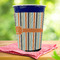Orange & Blue Stripes Party Cup Sleeves - with bottom - Lifestyle