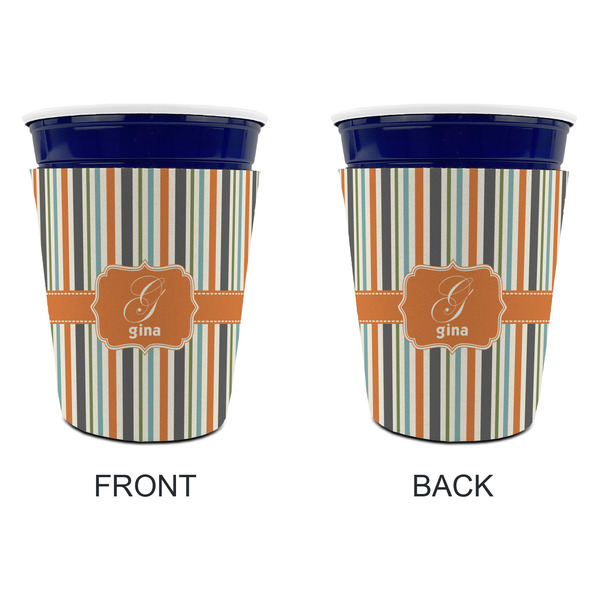 Orange & Blue Stripes Party Cup Sleeves - without bottom - Approval